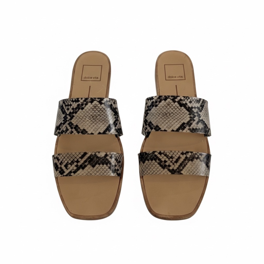 Dolce Vita Kiki Snake Print Vinyl Strap slide Sandal. Women’s Size 7